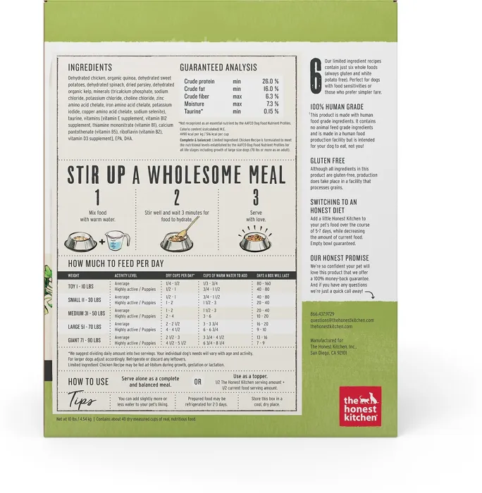 Limited Ingredient Diet Chicken Recipe Grain-free Dehydrated Dog Food 4-lb