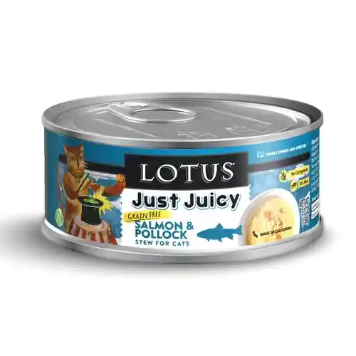 Just Juicy Salmon & Pollock Stew Grain-free Canned Cat Food 5.3-oz
