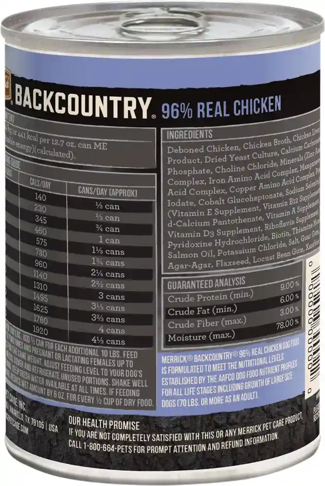 Backcountry Grain-free 96% Real Chicken Recipe Canned Dog Food 12.7-oz