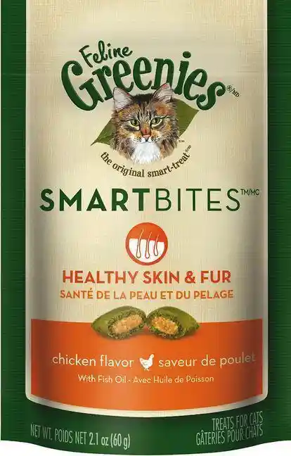 Smartbites Heathy Skin & Fur Chicken Cat Treats 2.1-Oz