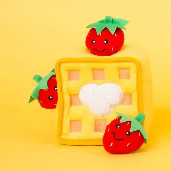 Zippy Burrow Strawberry Waffle Puzzle Dog Toy Plush