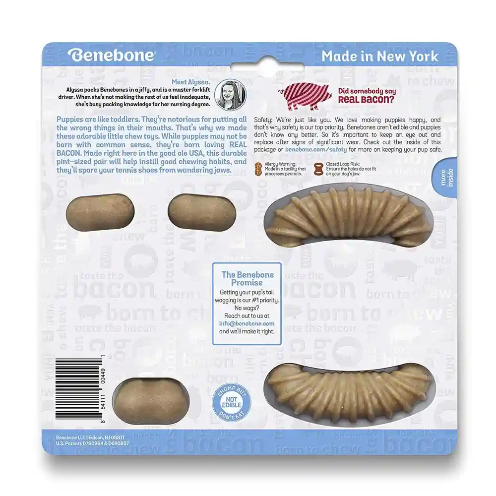 Benebone Puppy Pack Bacon Flavor Puppy Chew Toy, 2-ct
