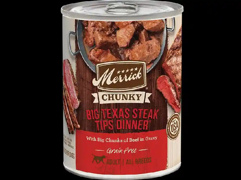 Chunky Grain-free Big Texas Steak Tips Dinner Canned Dog Food 12.7-oz