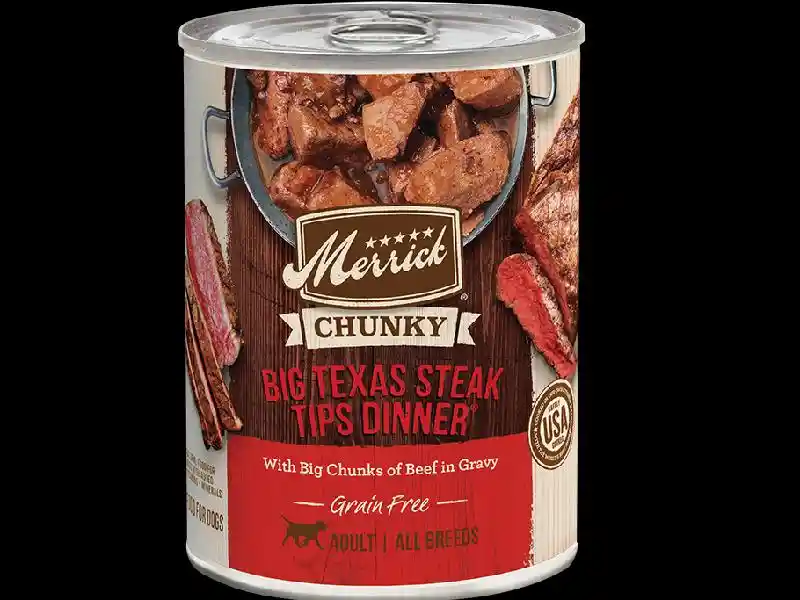 Chunky Grain-free Big Texas Steak Tips Dinner Canned Dog Food 12.7-oz
