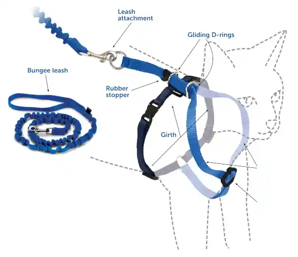 Come W/ Me Kitty Harness & Bungee Leash Sm Lilac