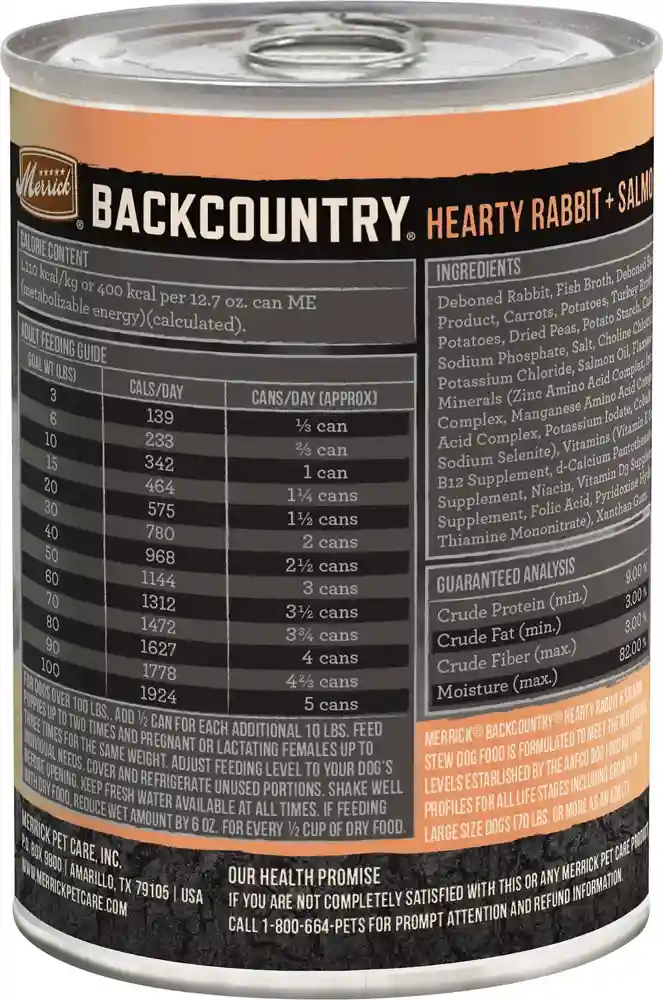 Backcountry Grain-free Hearty Rabbit & Salmon Stew Canned Dog Food 12.7-oz
