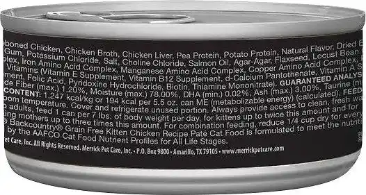 Backcountry Grain-free Kitten Pate Canned Cat Food 3-oz