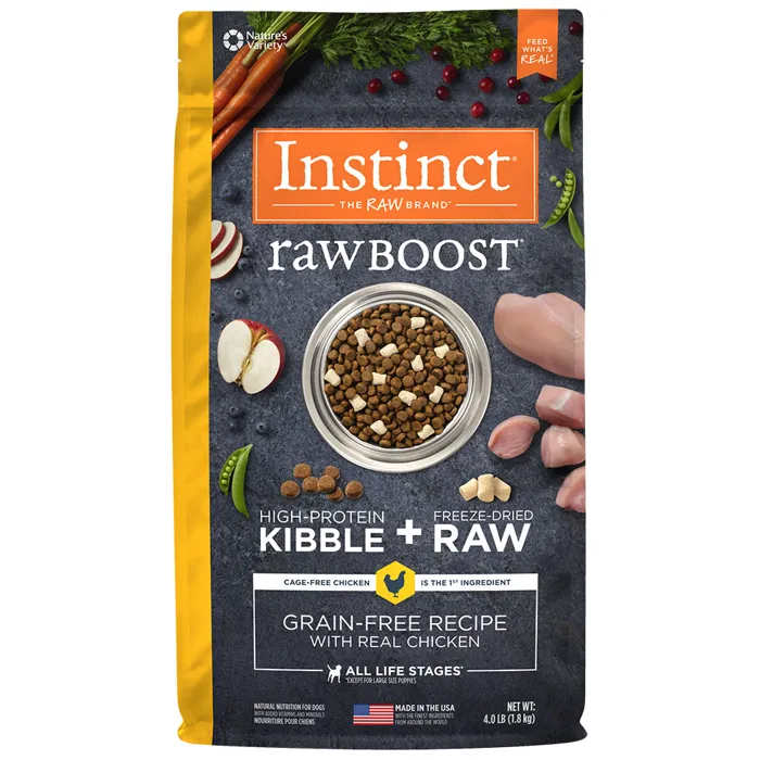 Instinct Raw Boost Gf W/ Real Chkn Nat Dog 4-lb