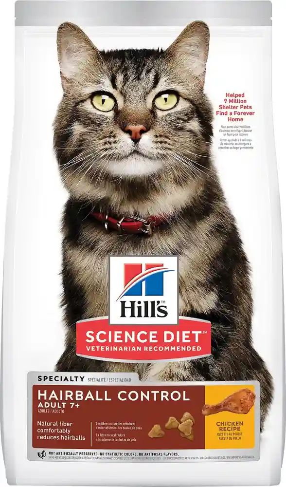 Adult 7+ Hairball Control Chicken Recipe Dry Cat Food 7-Lb