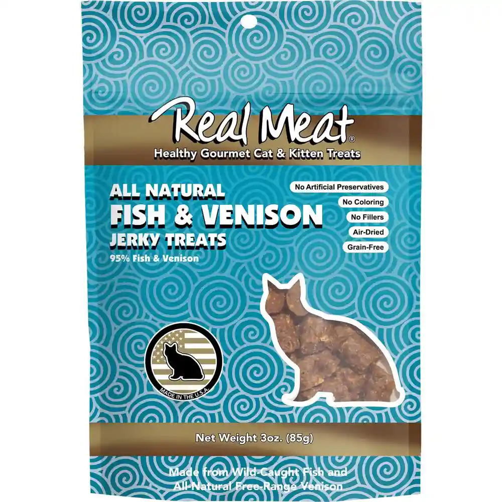 All Natural 95% Fish & Venison Jerky Bites Cat Treats 3-Oz
