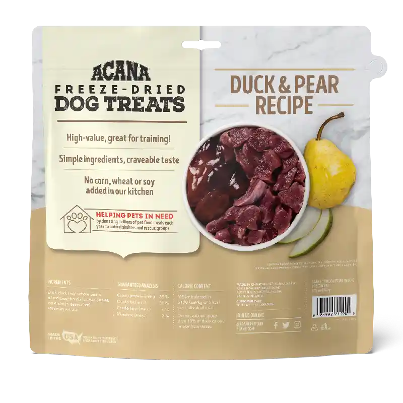Singles Limited Ingredient Freeze-dried Dog Treats, Duck & Pear, Biologically Appropriate & Grain Free 3.25-oz
