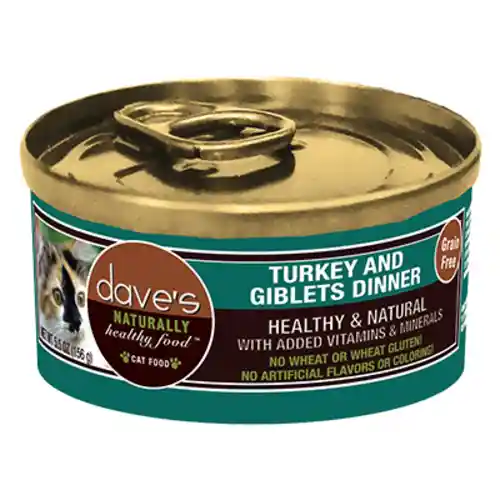 Dave's Naturally Healthy Grain Free Turkey & Giblets Dinner Canned Cat Food 5.5-oz
