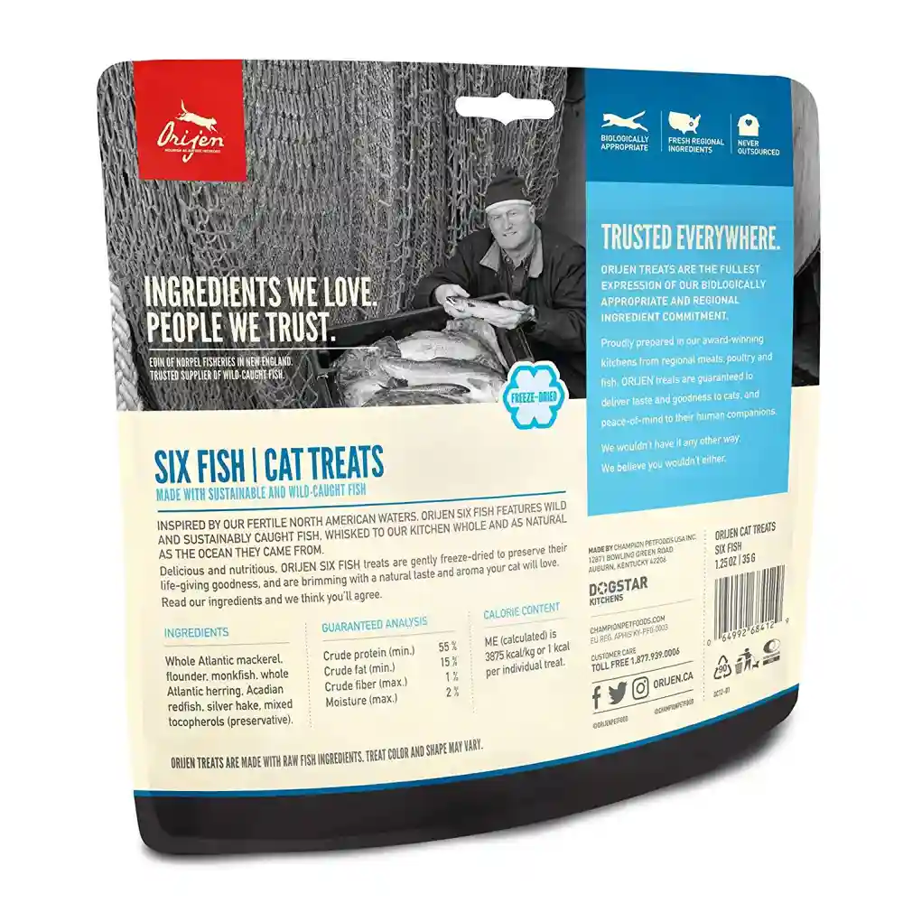 Freeze-Dried Cat Treats, Six Fish, Biologically Appropriate & Grain Free 1.25-Oz
