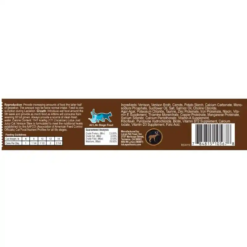 Just Juicy Venison Stew Grain-free Canned Cat Food 2.75-oz