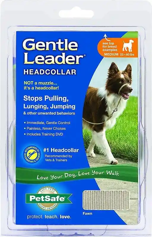 Gentle Leader Headcollar, No-pull Dog Collar Medium Fawn