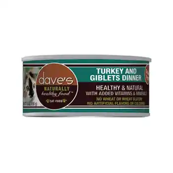 Dave's Naturally Healthy Grain Free Turkey & Giblets Dinner Canned Cat Food 5.5-oz