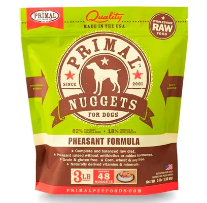 Raw Frozen Canine Pheasant Nuggets Dog Food 3-lb