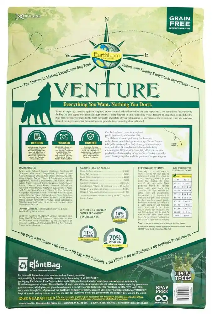 Venture Grain Free Turkey Meal & Butternut Squash Dry Dog Food 25-lb