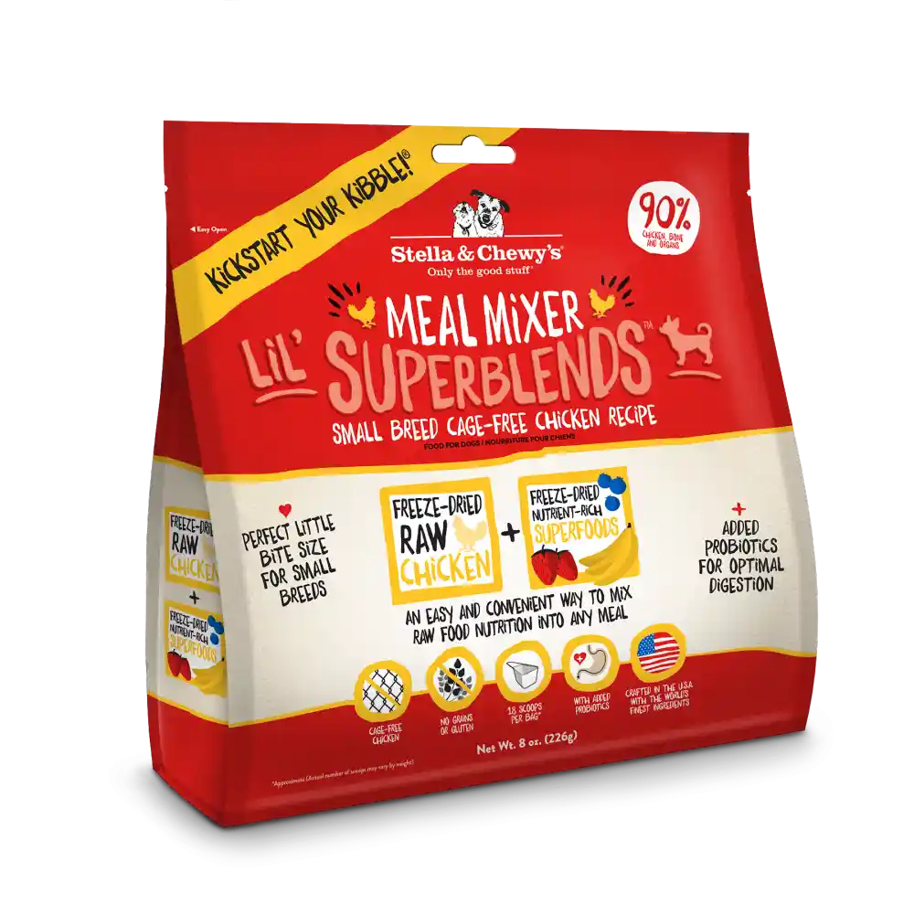 Meal Mixer Lil' Superblends Small Breed Grain Free Chicken Recipe Freeze Dried Raw Dog Food Topper 8-Oz