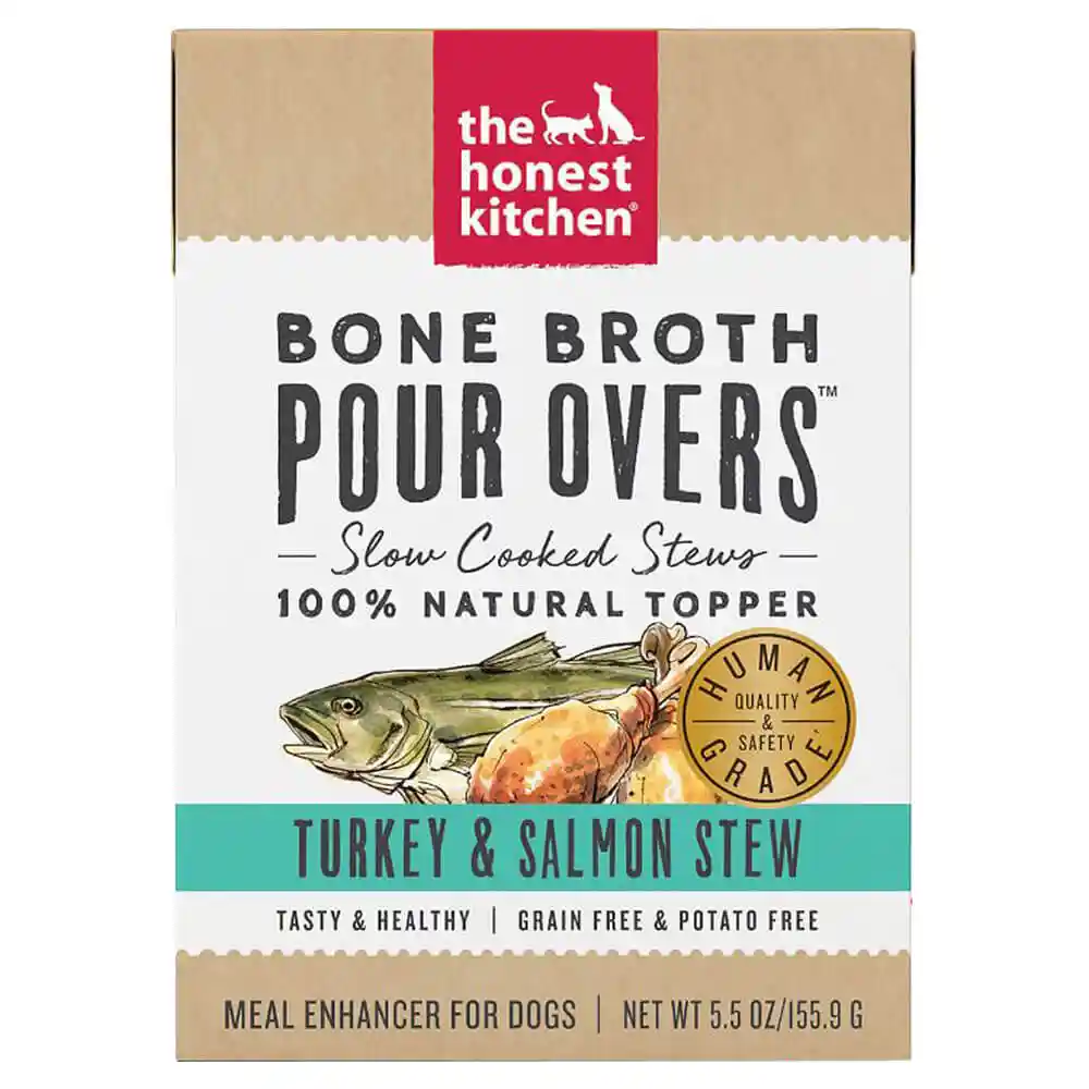 Bone Broth Pour Overs Turkey & Salmon Stew Wet Dog Food Topper 5.5-oz