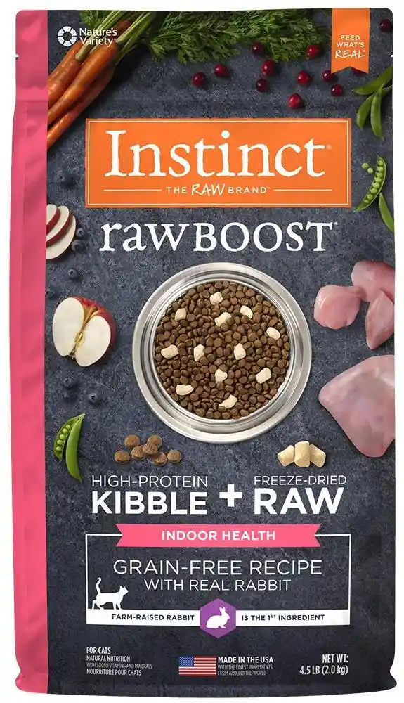 Instinct Raw Boost Indoor Health Grain Free Recipe With Real Rabbit Natural Dry Cat Food 5-Lb