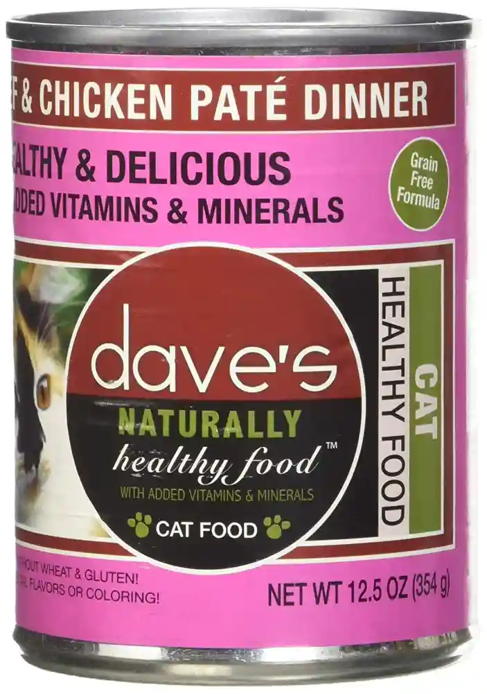 Dave'S Naturally Healthy Beef & Chicken Pate Canned Cat Food 12.5-Oz