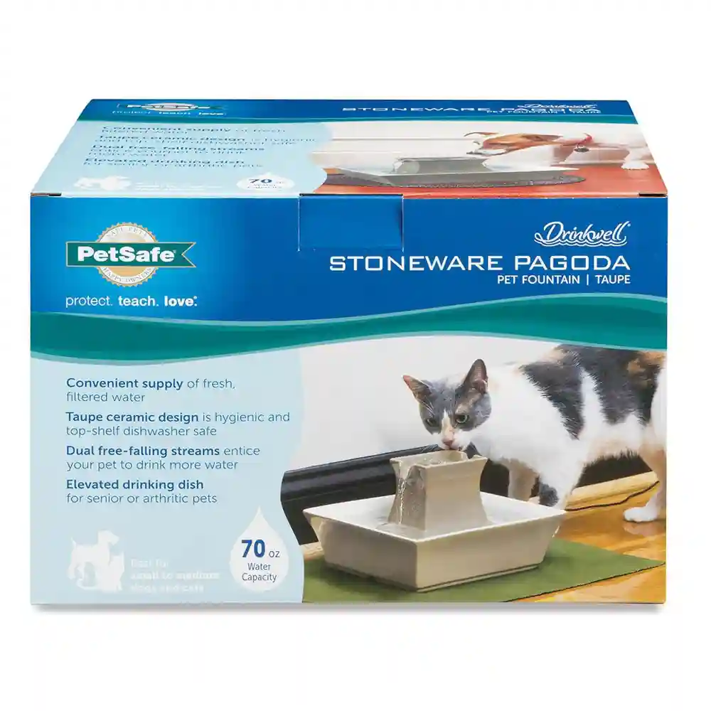 Ceramic Pagoda Pet Fountain Taupe One Size