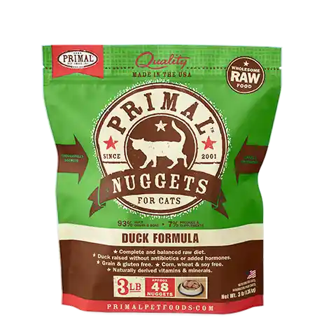 Raw Frozen Feline Duck Formula Nuggets Cat Food 3-Lb