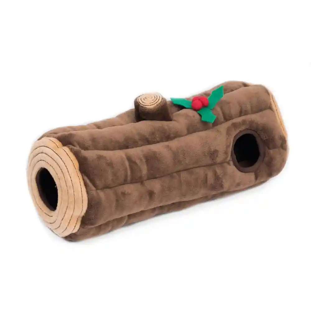 Zippy Burrow Holiday Yule Log Puzzle Dog Toy Plush