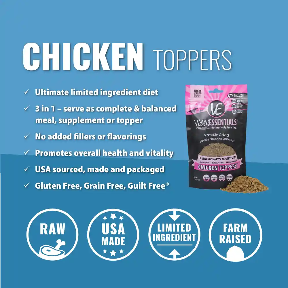 Freeze Dried Chicken Toppers For Cats & Dogs Food 6-oz