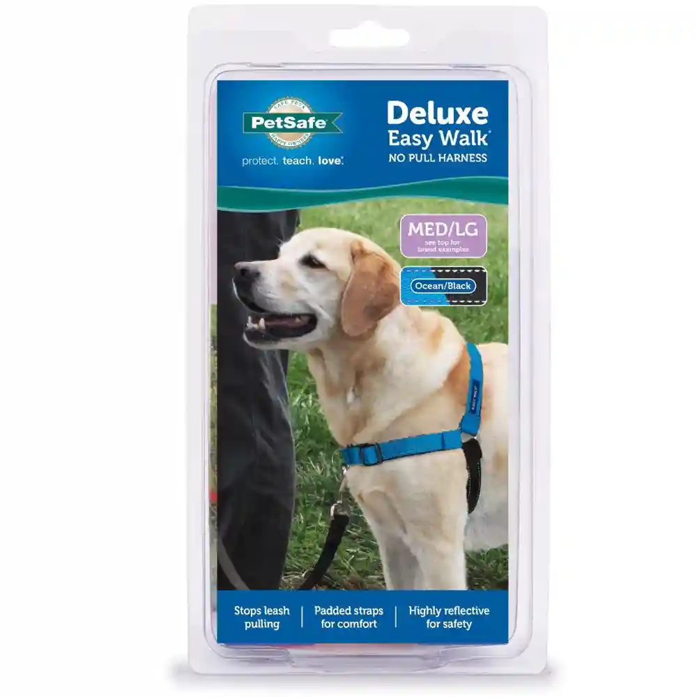 Deluxe Easy Walk No Pull Harness Med/lg Ocean Blue