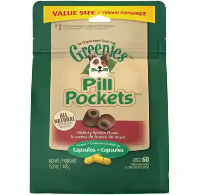 Pill Pockets Capsule Size Hickory Smoke Dog Treats
