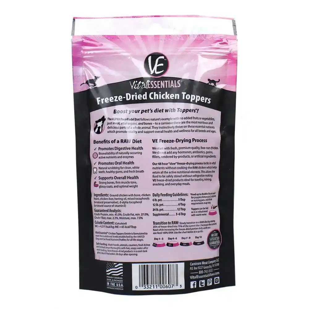 Freeze Dried Chicken Toppers For Cats & Dogs Food 6-oz
