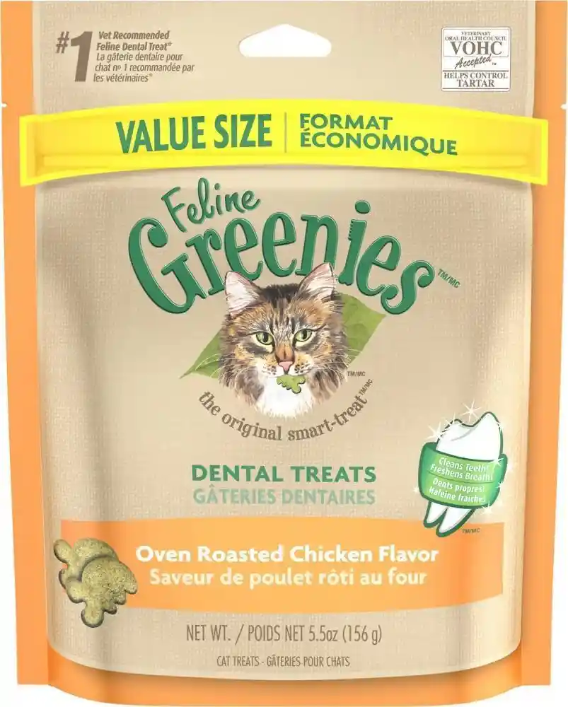 Feline Dental Oven Roasted Chicken Flavor Cat Treats 5.5-Oz