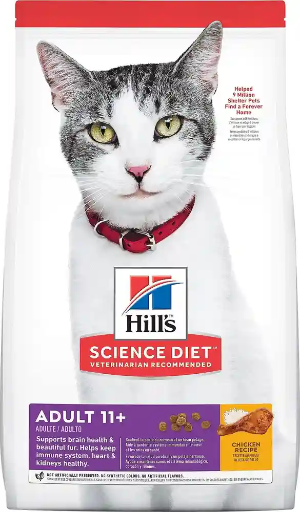 Adult 11+ Chicken Recipe Dry Cat Food 7-lb