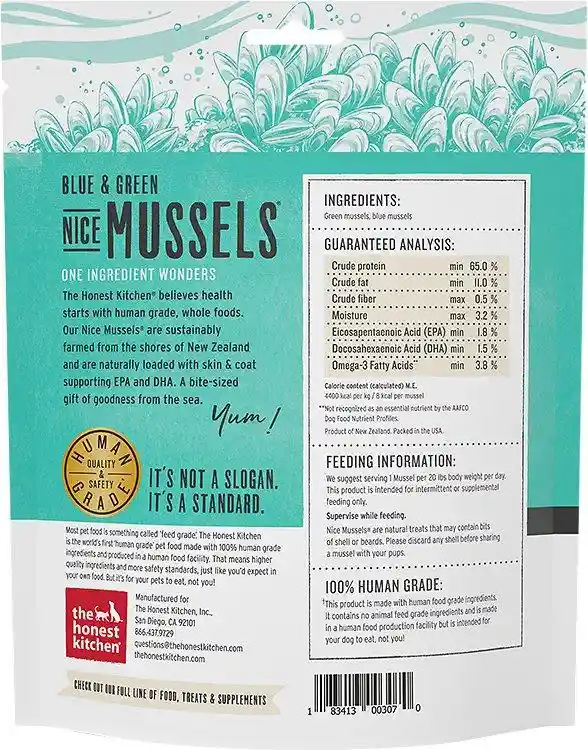 Nice Mussels Blue & Green Mussels Dog Treats 2-oz