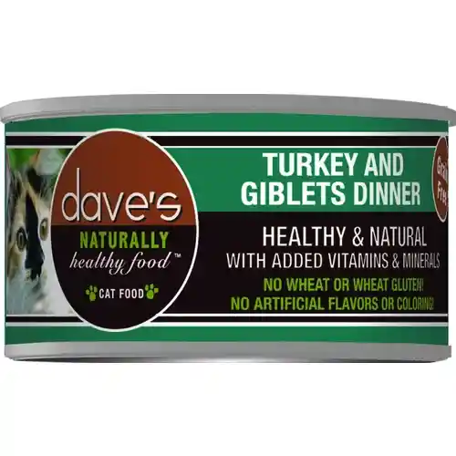 Dave's Naturally Healthy Grain Free Turkey & Giblets Dinner Canned Cat Food 5.5-oz