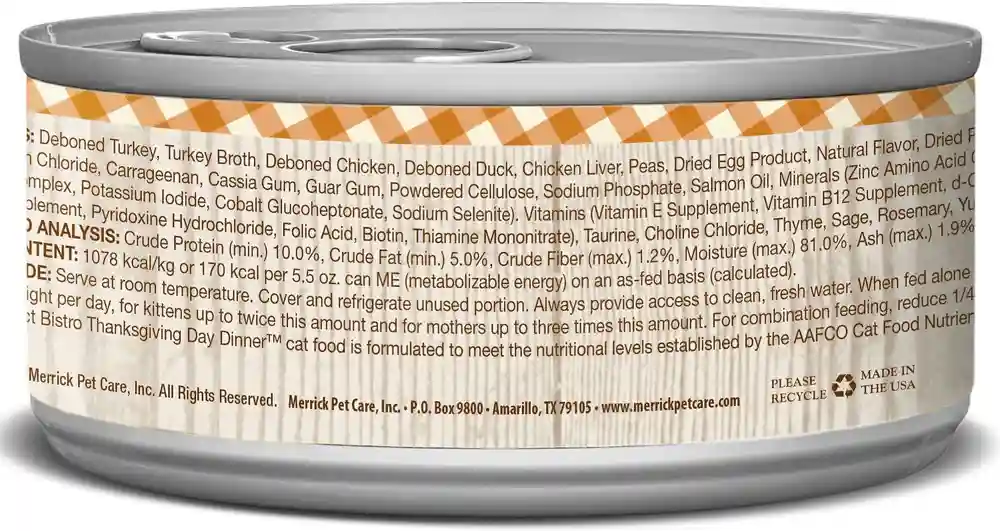 Purrfect Bistro Grain-Free Thanksgiving Day Dinner Minced In Gravy Canned Cat Food 5.5-Oz