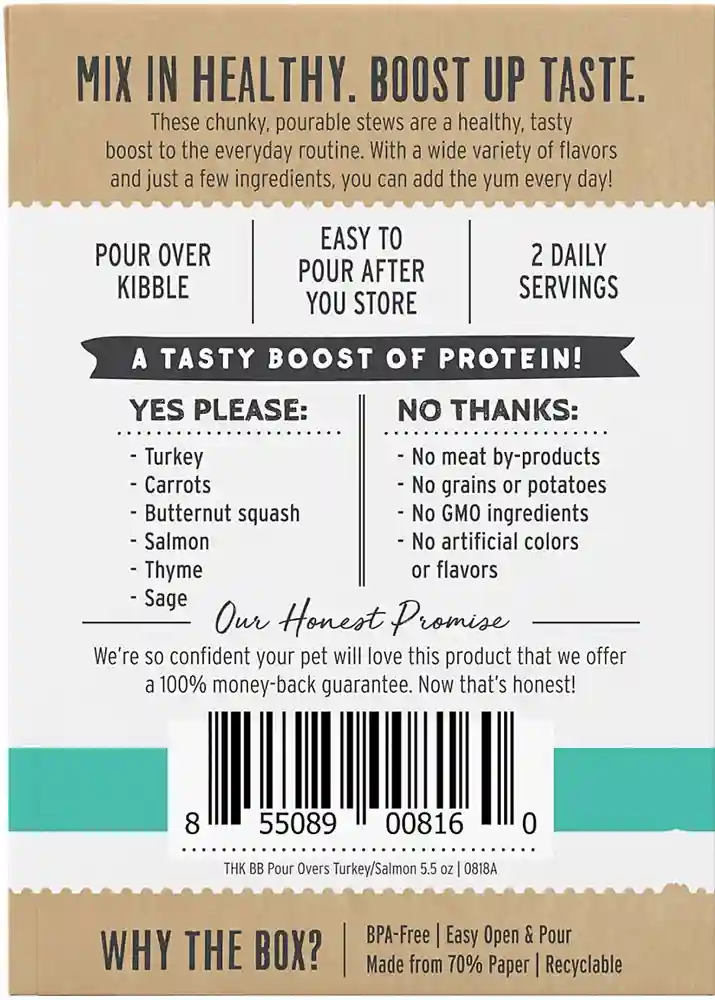 Bone Broth Pour Overs Turkey & Salmon Stew Wet Dog Food Topper 5.5-oz