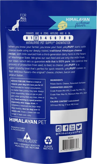 Himalayan Dog Chew Yaky Puff Himalayan Cheese Dog Treats 2-Oz