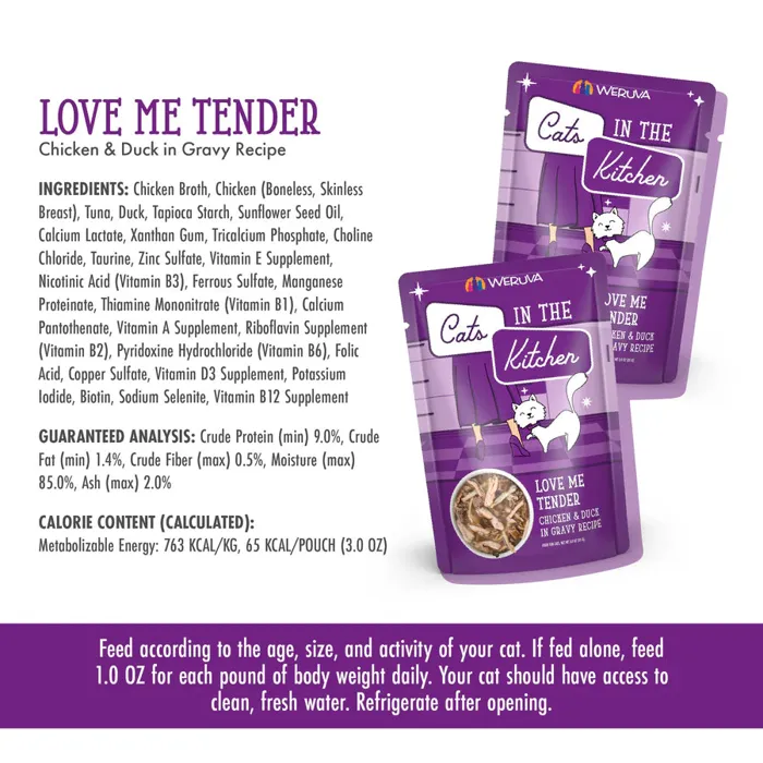 Cats In The Kitchen Love Me Tender Pouches Wet Cat Food 3-oz