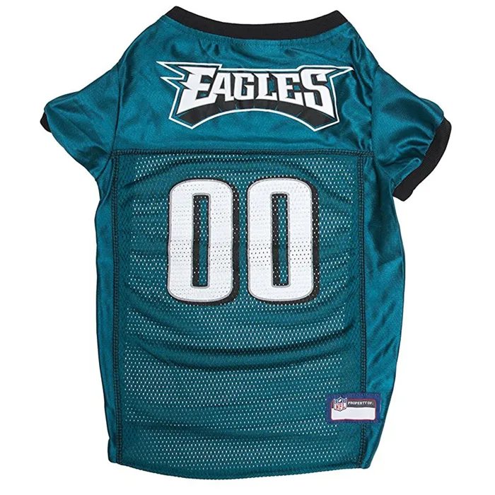 Nfl Philadelphia Eagles Dog & Cat Mesh Jersey In Midnight Green Small