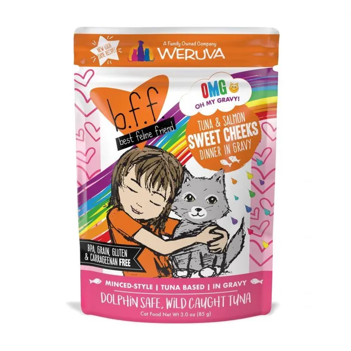 Bff Tuna & Salmon Sweet Cheeks Recipe Pouches Wet Cat Food 3-Oz