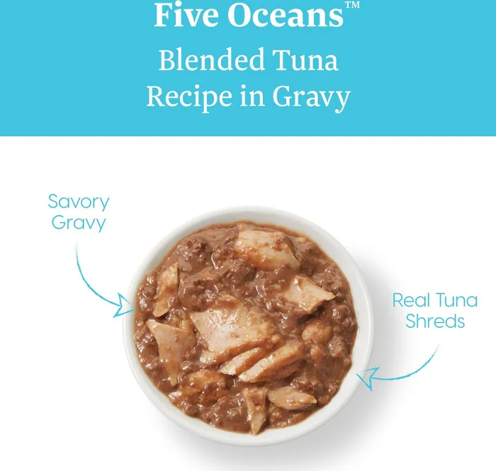 Five Oceans Shreds With Real Tuna Recipe In Gravy Grain-free Canned Cat Food 6-oz