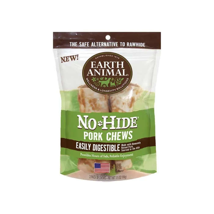 No-Hide Easily Digestible Rawhide Alternative Pork Flavor Dog Chews Small - 10-Pack