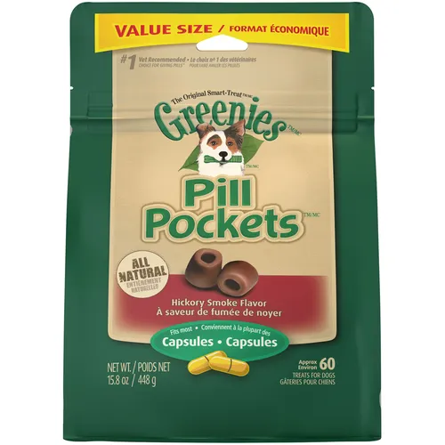 Pill Pockets Capsule Size Hickory Smoke Dog Treats