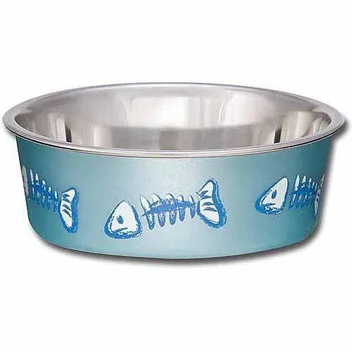 The Bella Bowl Designer – Fish Bones Metallic Ocean Blue X-Small - 5.00" - 10-Oz.