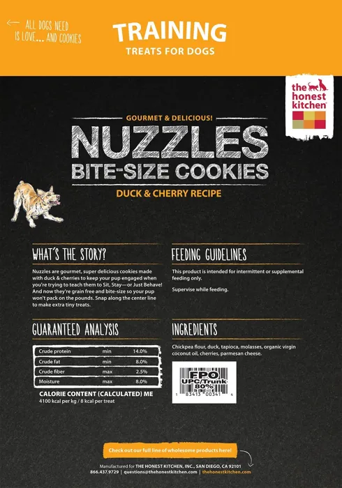 Nuzzles Grain-free Duck & Cherry Recipe Cookie Dog Treats 12-oz