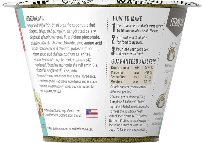 Limited Ingredient Diet Fish Recipe Grain-Free Dehydrated Dog Food Cup 1.75-Oz