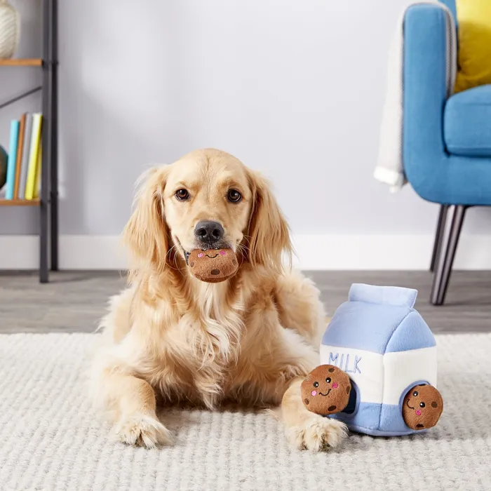 Zippy Burrow Milk & Cookies Puzzle Dog Toy Plush